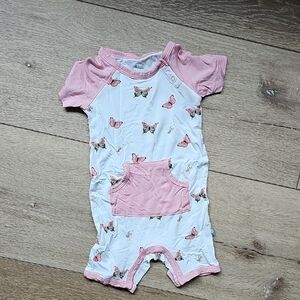 Kyte BABY Shortall In Pink and White Butterfly